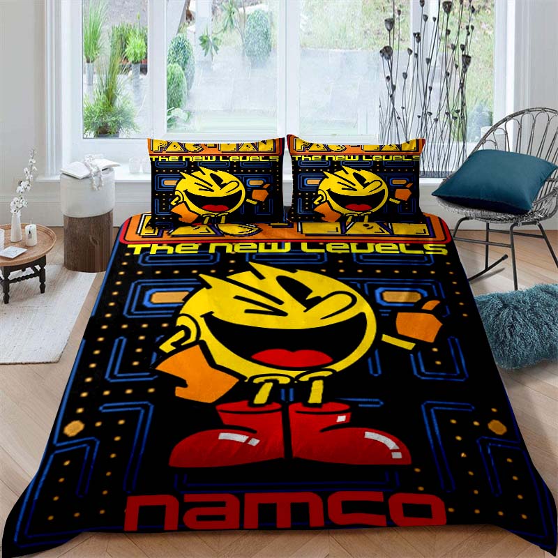 The Pac-Man Children's Educational Play Print Bedding Set—which Includes a Duvet Cover and Two Pillowcases—is the Perfect Holida