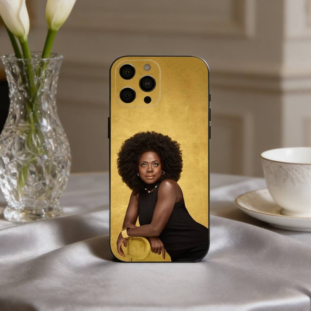 Edgy V-Viola D-Davis Actress Phone Case For iPhone 17pro,16,15,14,13,12,11 Plus,Pro Max,XS,Soft Silicone Black Cover