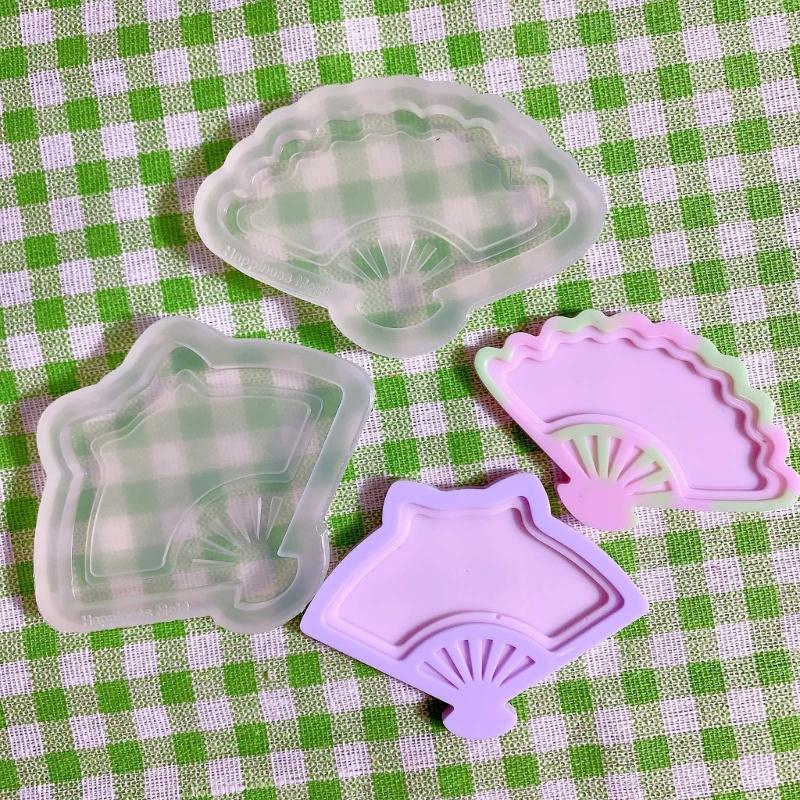 Stunning Folding Fan Shaped Desserts Mold Soft Silicone Molds DIY Fan Resin Casting Mould Wedding Gift Party Favor