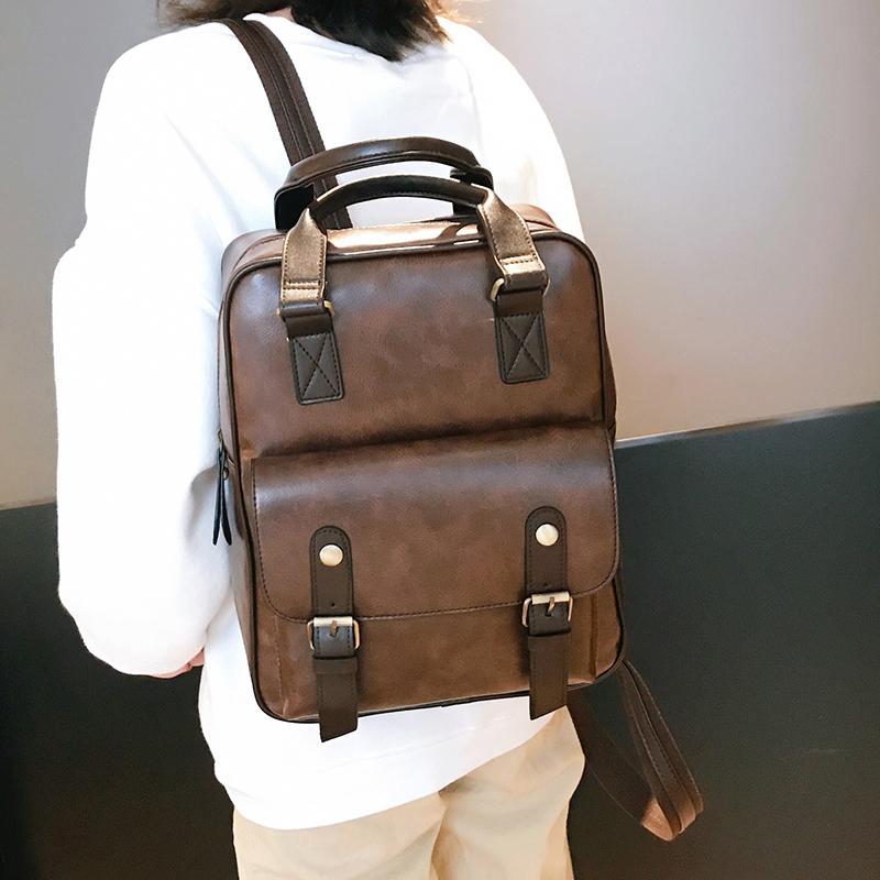 Damen Anti-Diebstahl-Rucksäcke für Studenten, braune Schultaschen für Mädchen im Teenageralter, wasserdichter Vintage-Laptop-Leder-Rucksack, großer Reiserucksack