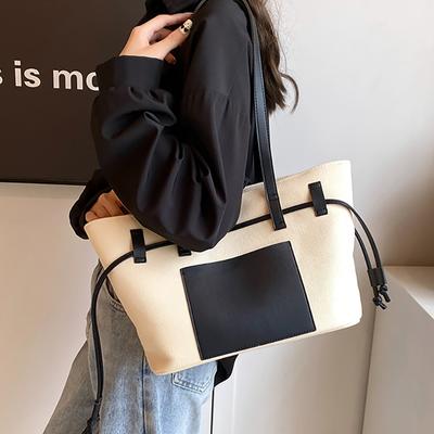 Large Capacity Women's Bags Casual Patchwork Trendy Canvas Tote Bag Travel Bags Korean Bags New