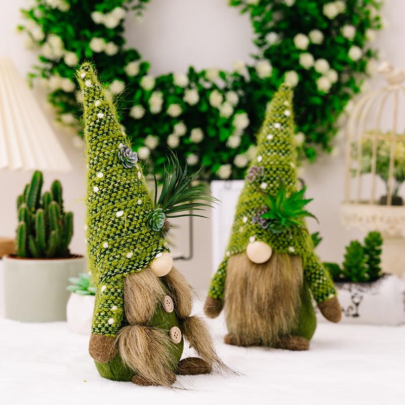Adorable Knitted Succulent Faceless Doll Figurine Creative Green Plant Decoration