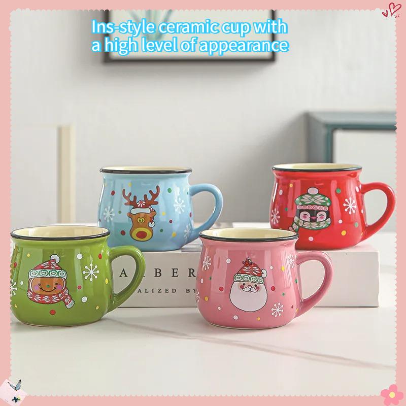 Ceramic Cup Christmas Cartoon Cute High Appearance Level Coffee Cup Dessert Breakfast Milk Cup Children Christmas Gifts