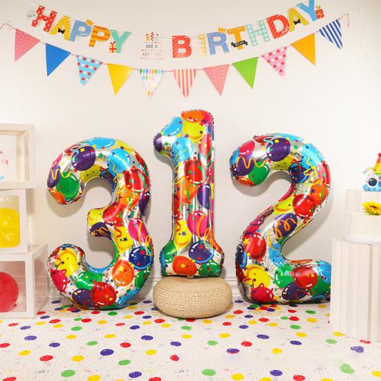 40 Inch Aluminum Foil Number Balloon Colorful 2024 New Year Large Size Balloon Celebration Decoration Party Supplies