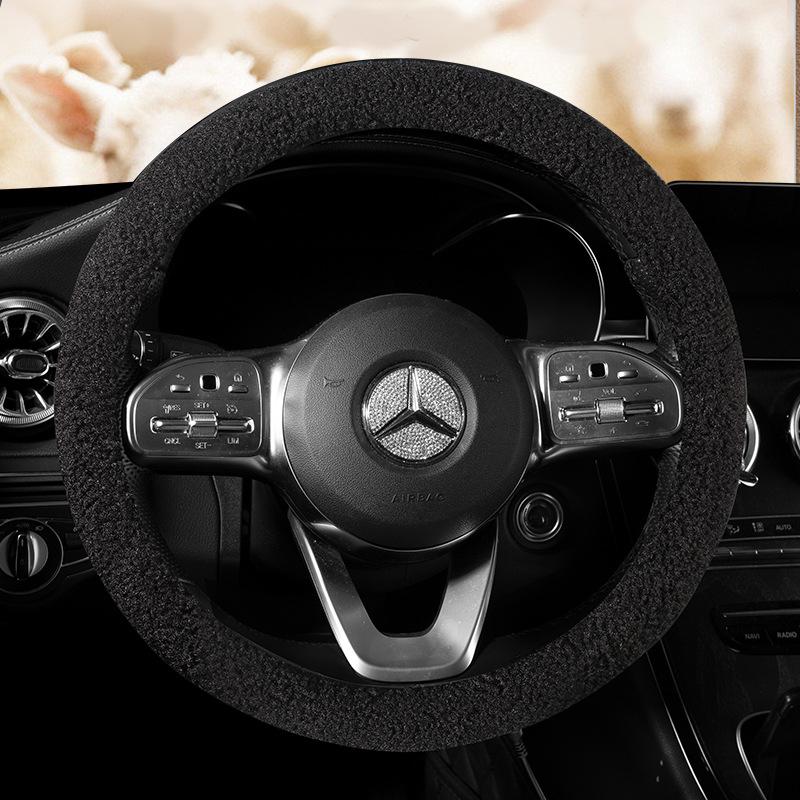 Luksusowy Zimowy Pokrowiec na Kierownicę z Wełny Jagnięcej, Średnica 38 cm, Unisex