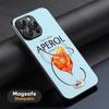 Custodia Arancione per Telefono Cocktail Aperol Spritz Per iPhone 16 15 14 13 12 11 Plus Pro Max Lusso di Alta Gamma Magsafe Pelle di Pecora