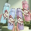 1PC Cowgirl Chicken Western Cartoon Print 750ml Color Plastic Sports Water Bottle Leakproof Flip Straw Lid Suitable for Sports Office Home Use