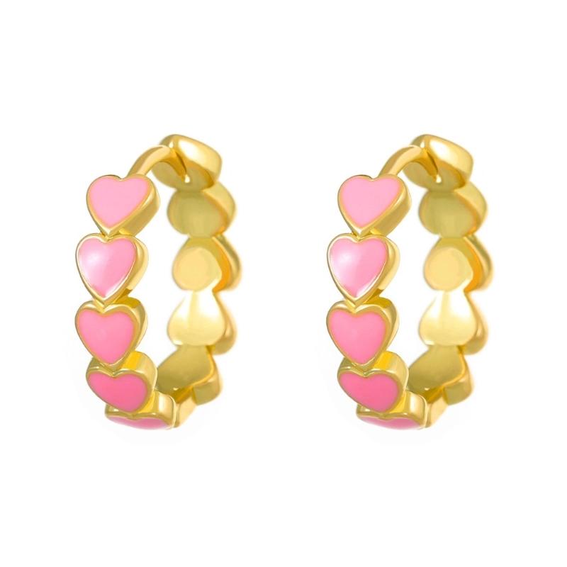 

Trendy Drip Oil Round Love Heart Hoop Earrings Enamel Ear Buckles Women Jewelry Ear Accessories for Daily Wear