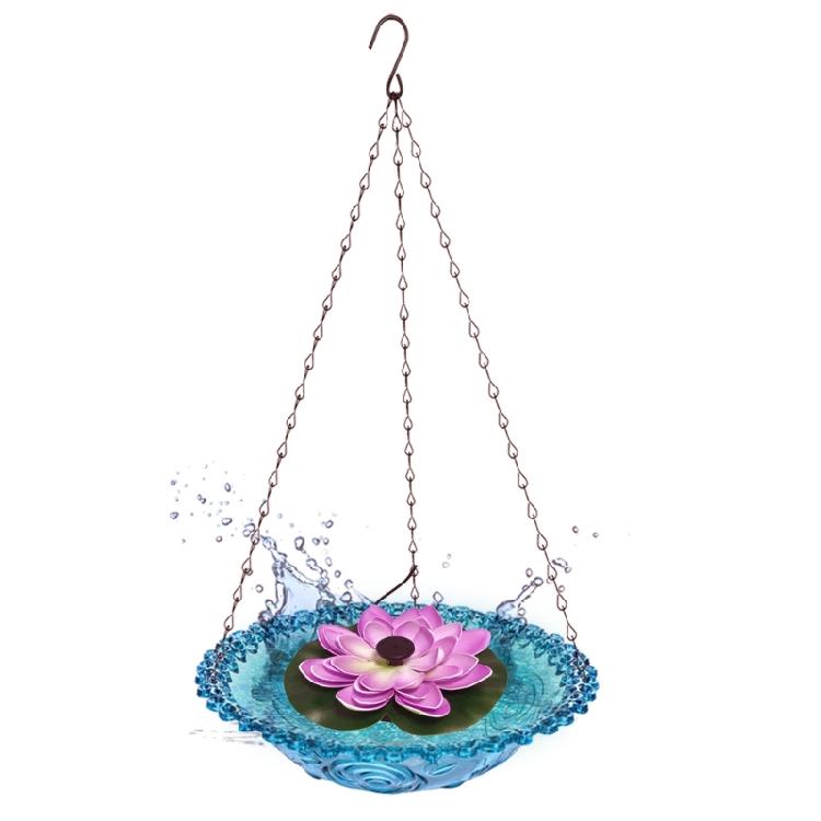 

Outdoor Garden Bird Bath Fountain Feeder Hanging Style ABS Water Circulations System Squirrels Friendly Design синій