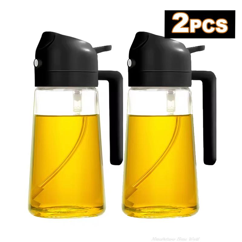 2-In-1 16oz Oil Sprayer for Cooking Olive Oil Spray Bottle 500ml Plastic Oil Dispenser for Kitchen Barbecue Salad Cooking Baking