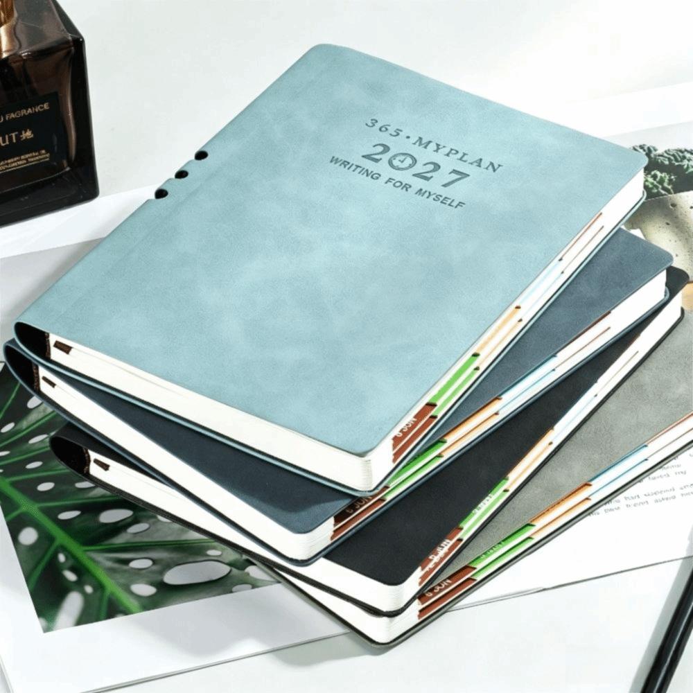 Portable 2027 Planner Notebook PU Leather Daily Agenda New Business Notebook Office