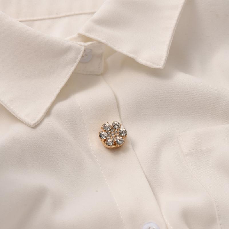 Rhinestones Flower Shirt Button Covers Cufflink Cover Rust Resistant Shirt Button Decoration Cufflinks Replacement Cover