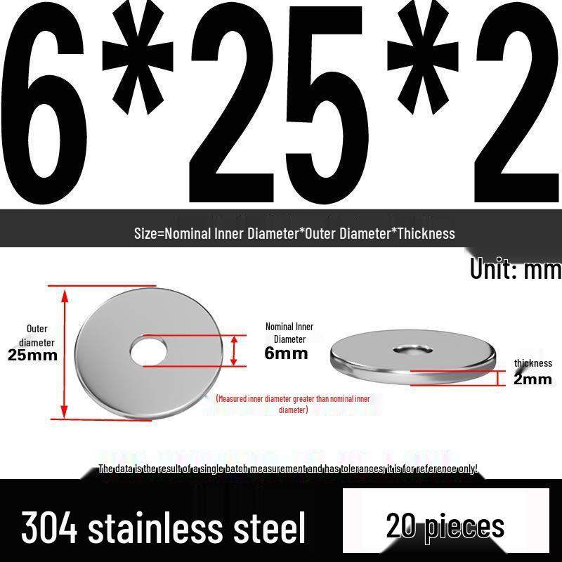 Thickened 304 Stainless Steel Flat Washer Spacer (M2-M36)