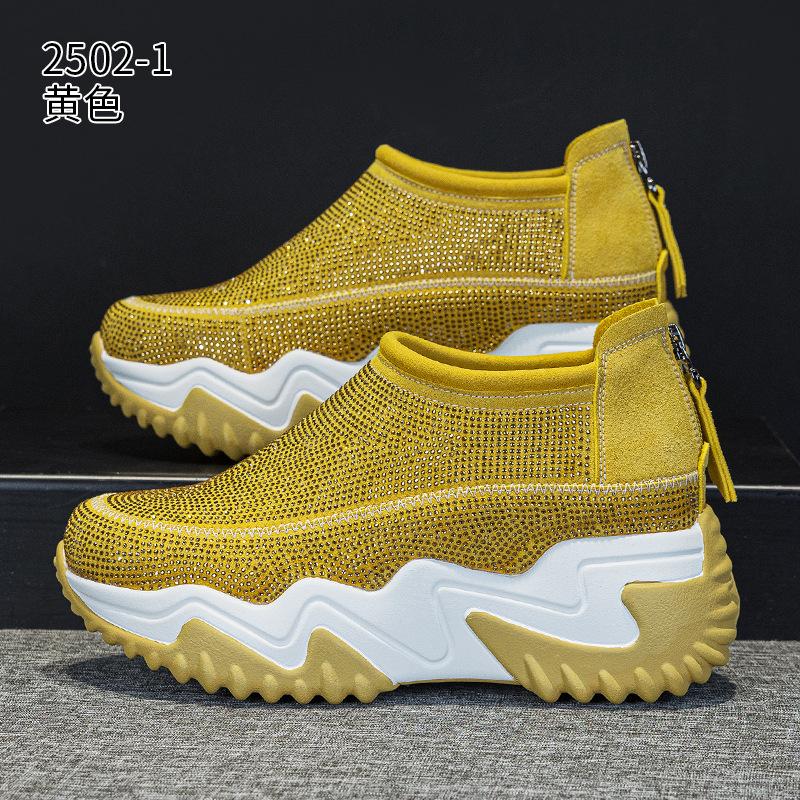 Thick-soled Muffin Rhinestone Casual Shoes Spring and Autumn New Small Light Breathable Dad Shoes