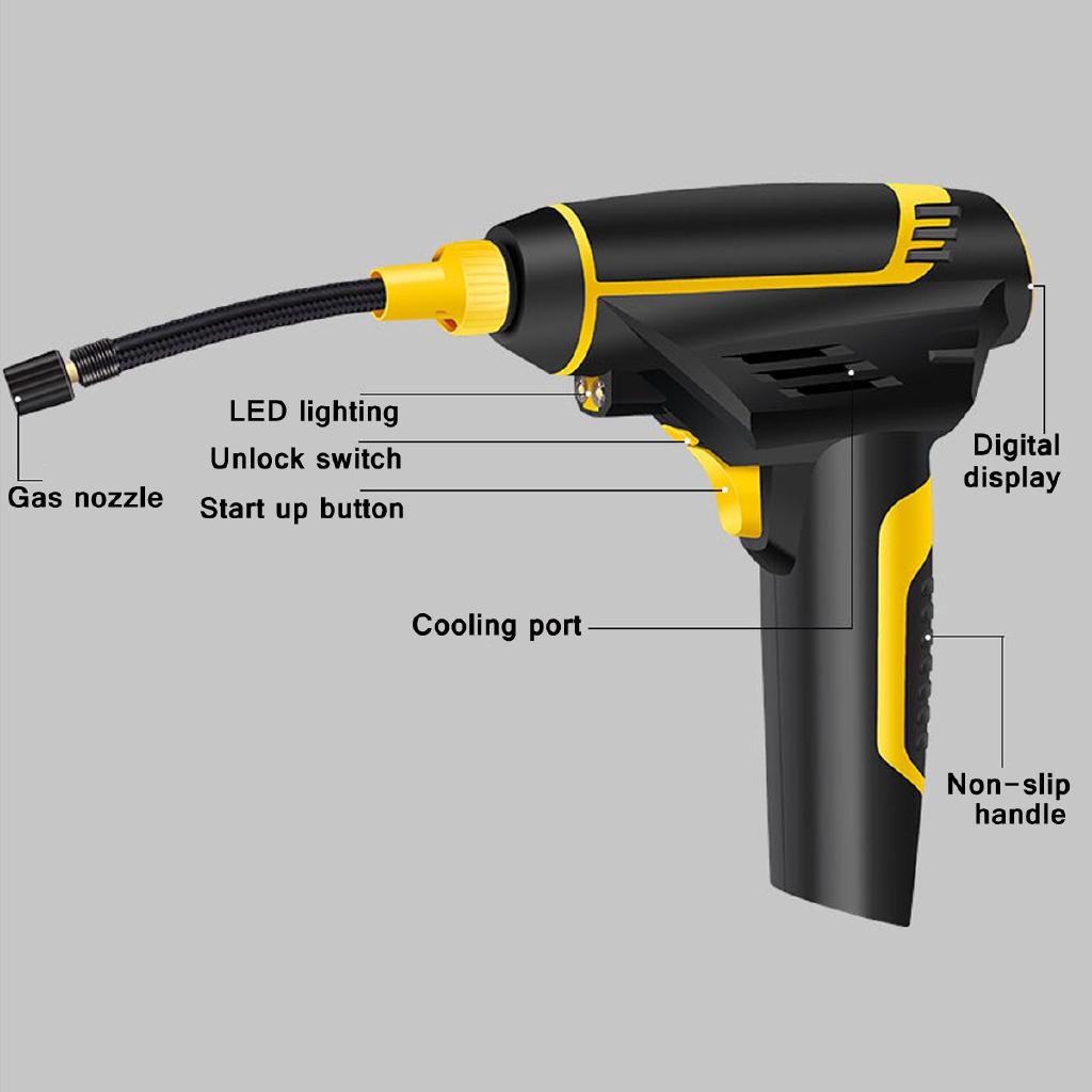 12V 150PSI Cordless Handheld Air Inflatable Pump 120W Emergency Car Tyre Inflator Pump LCD Digital 2200mAh USB Charging