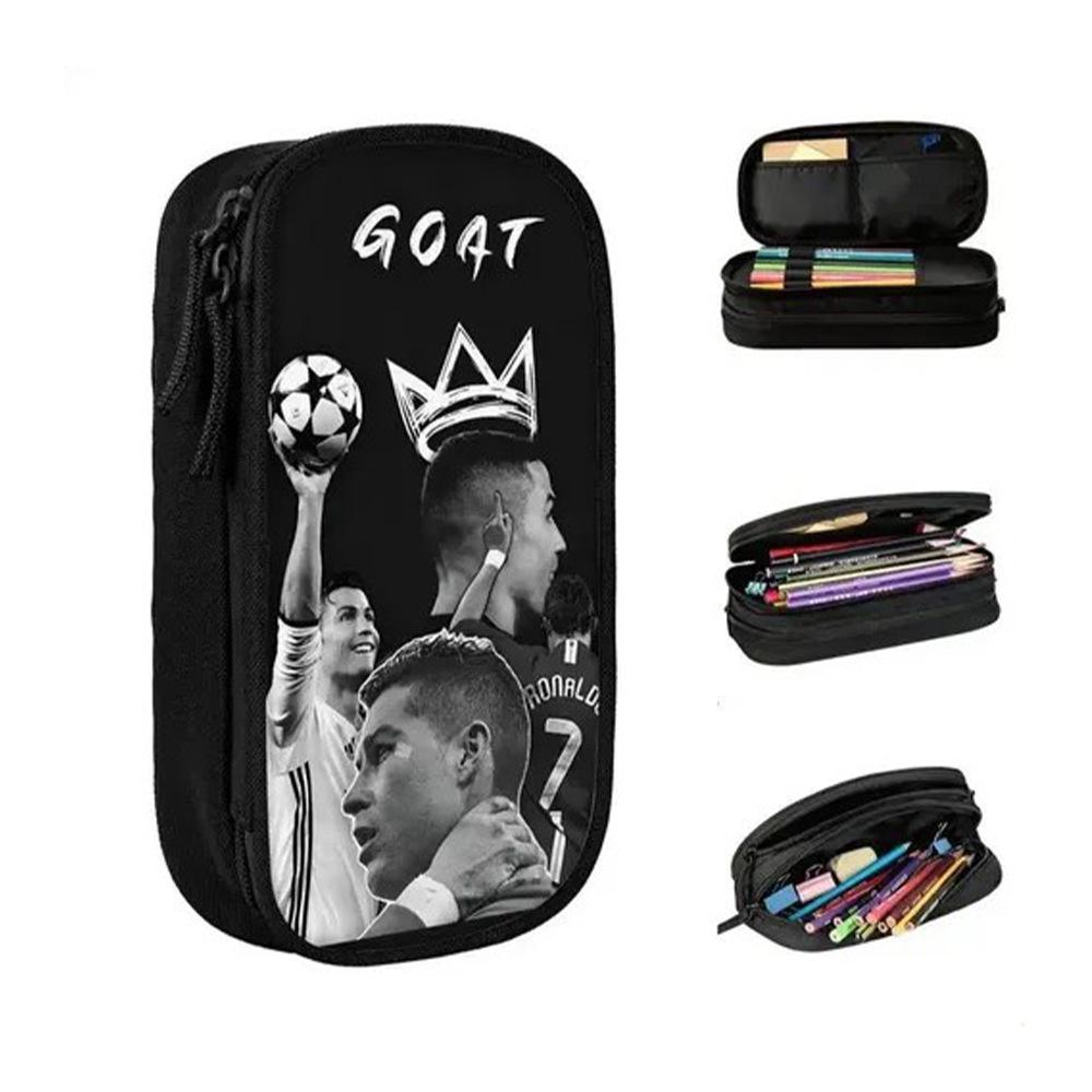 CR7 Black Double-Layer Student Pencil Case