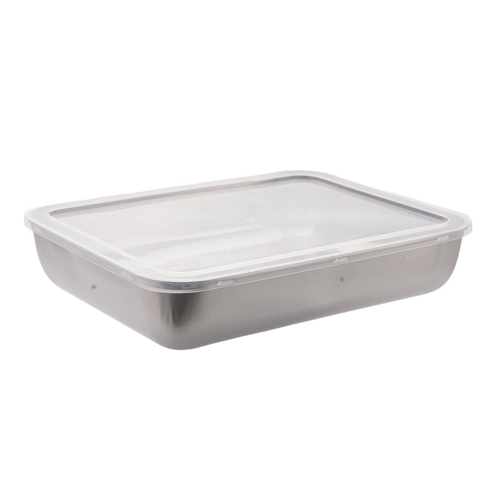 Plastic and Stainless Steel Refrigerator Crisper Food Storage Box with Plastic Lid Prepare Seafood Fruit Vegetable Picnic Box