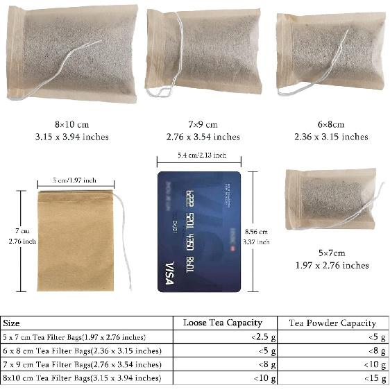 NEPAK 600 Pcs Disposable Tea Filter Bags for Loose Tea,Drawstring Empty Tea Bags for Loose Leaf Tea,with 100% Natural Unbleached Paper(1.97 x 2.76