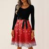 Women's Casual Fashion Long Sleeve Christmas Graphic Printed Vintage Long Dresses
