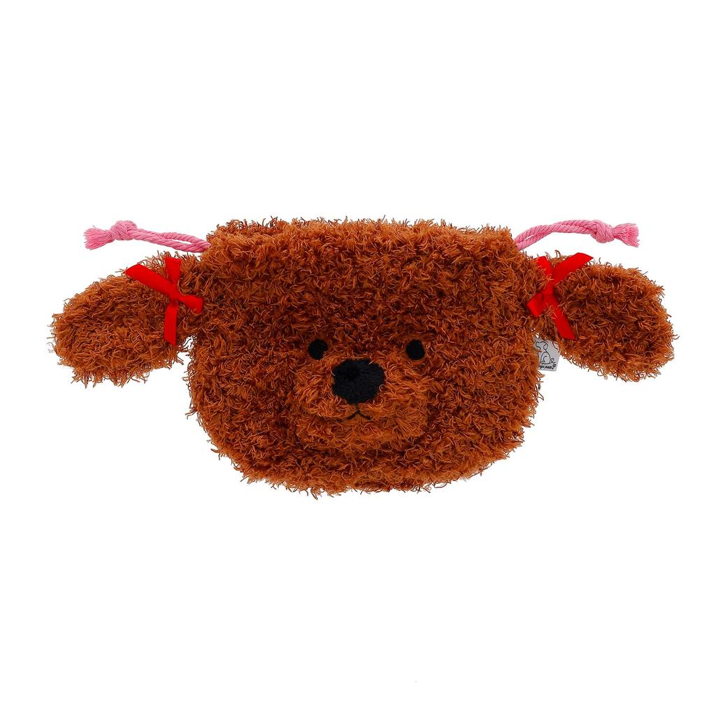 Marushin Wonderful Peace Drawstring Bag with Fluffy Toy Poodle Fur and 0765011300 Embroidery,