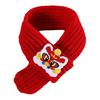 Yousheng Red Knitted Cat Scarf Chinese New Year Pet Scarf Embroidered Fortune Scarf for Cats Small Dogs Spring Festival Dress-up Accessory