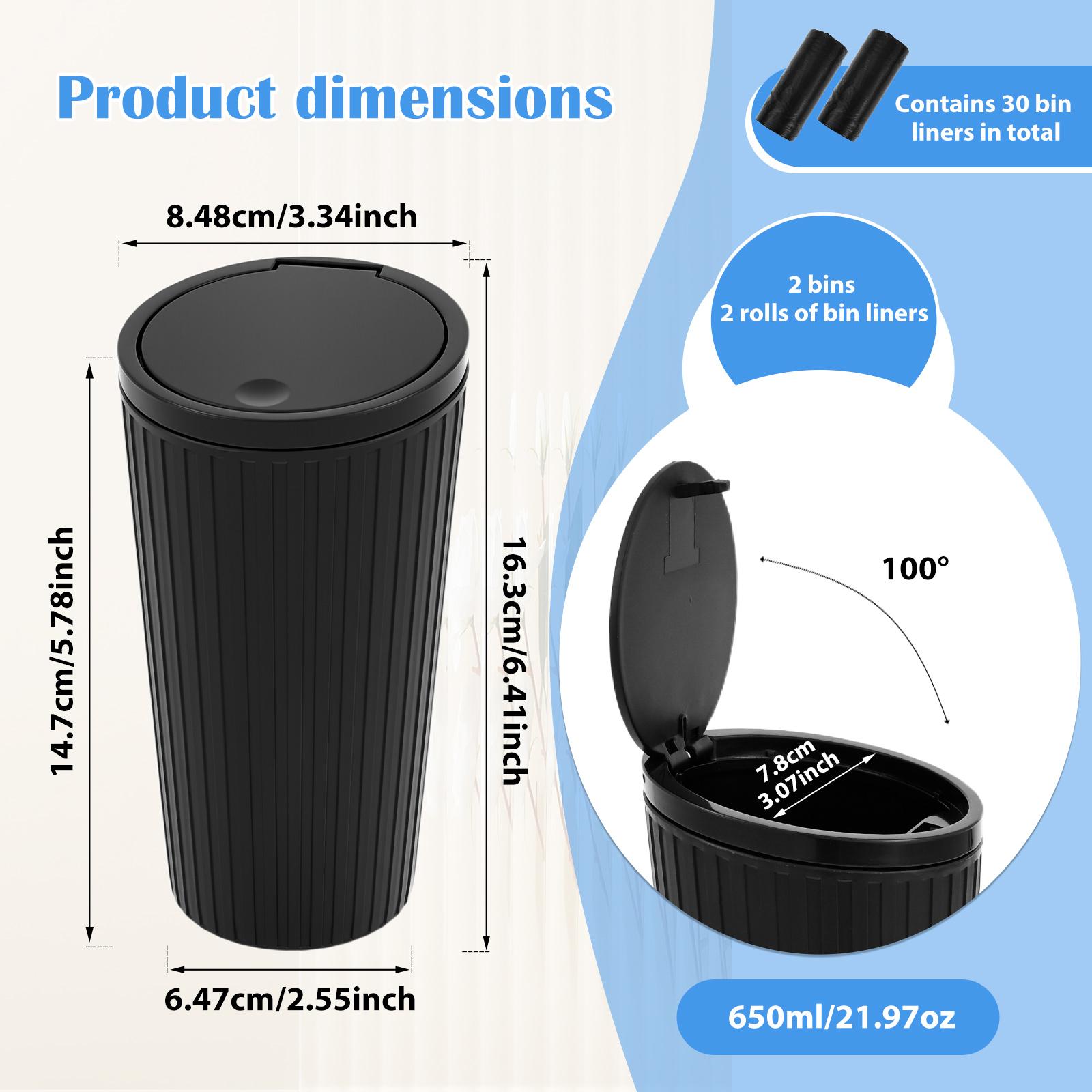 

2Pcs 650ml Car Trash Can Plastic Cup Holder Dustbin with Lid Leak Proof Vehicle Garbage Bin for Car Door Pocket Seat Back Pocket