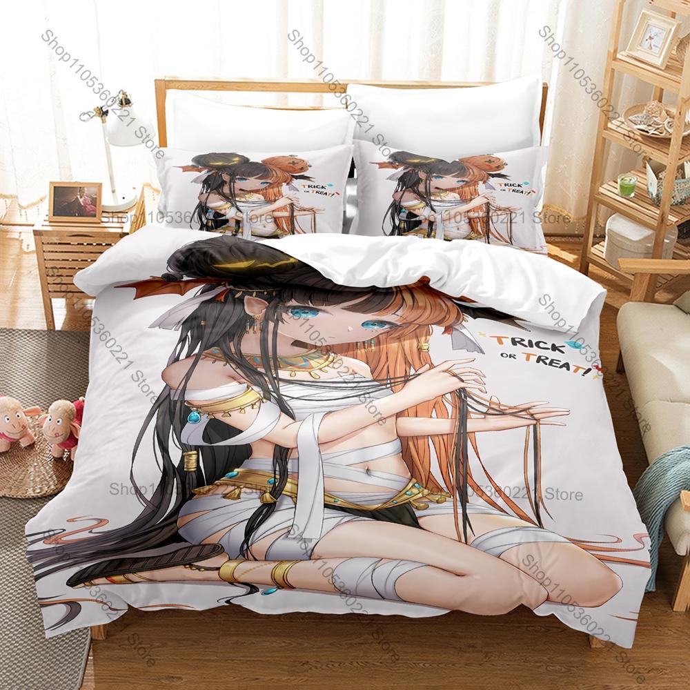 Cool Adorable Gothic Cute Mummy Girls Anime Character Bedding Set 1 Duvet Cover + 2 Pillowcases HD Digital Print Bed Linen