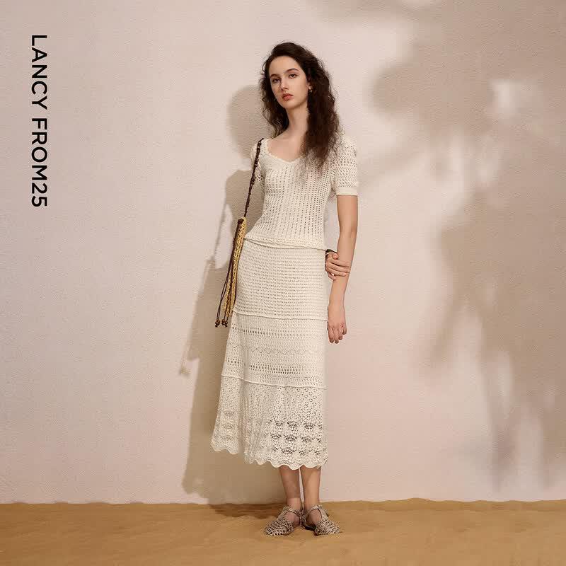 LANGZI Artist Collaboration H-Shape Knit Skirt