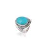 Turquoise Gemstone Ring – Tribal Boho 925 Sterling Silver Statement Ring for Women & Men – Handmade December Birthstone Jewelry