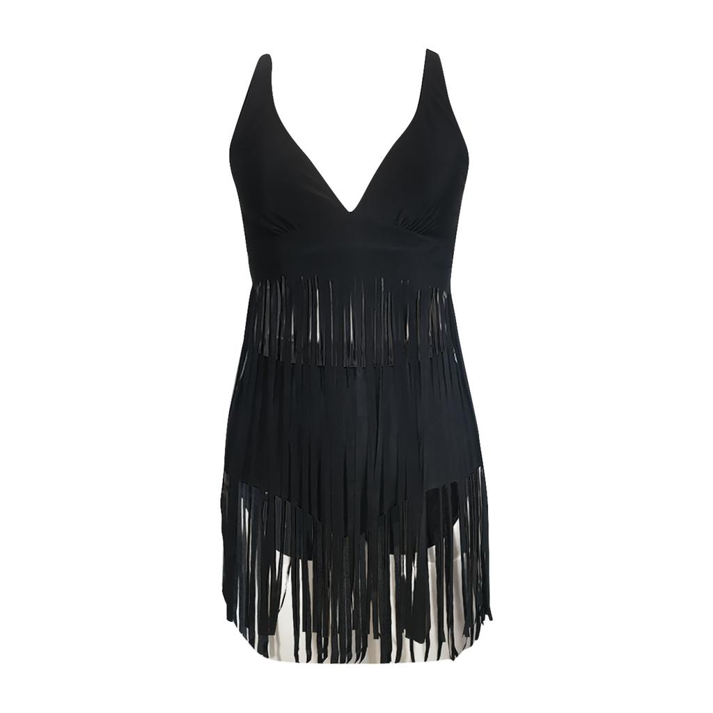 Women's Fashion Sexy Split High Waist Tassel Bikini Beach Swimsuit