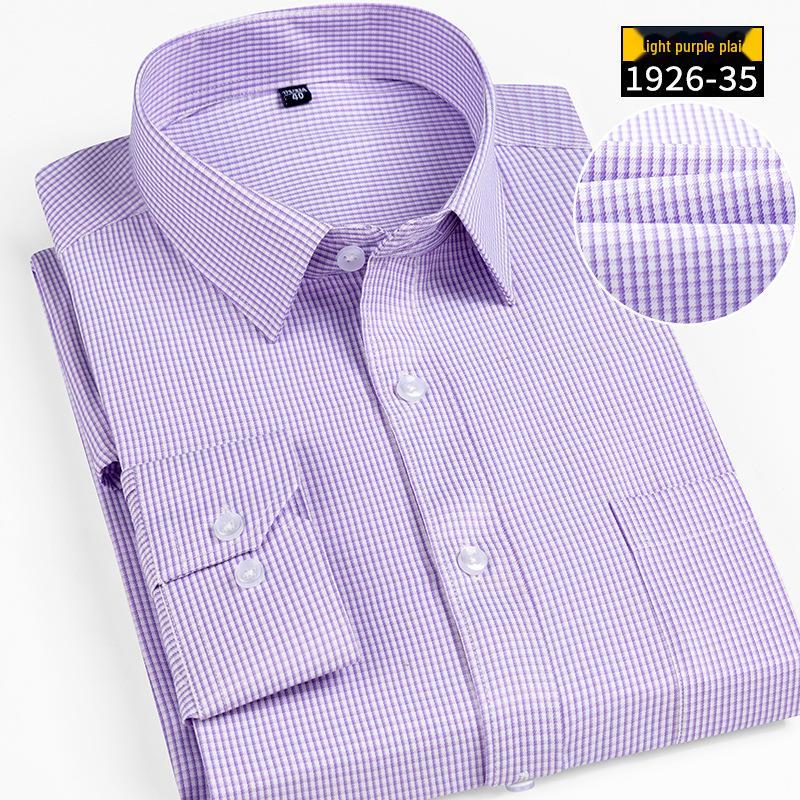 

Мужская рубашка в деловом стиле с длинным рукавом, в полоску/клетку, весна-осень 43/3XL светло-фиолетовый