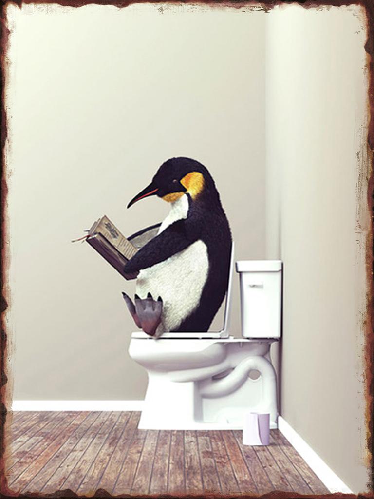 Toilet Animal Funny Metal Tin Signs Home Bathroom Wall Art Decoration Public Lavatory Plaques Restroom Plate Background Poster