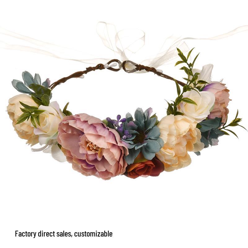 

Винтажный цветочный венок 2024 года для женщин - Рождественский аксессуар для волос ручной работы