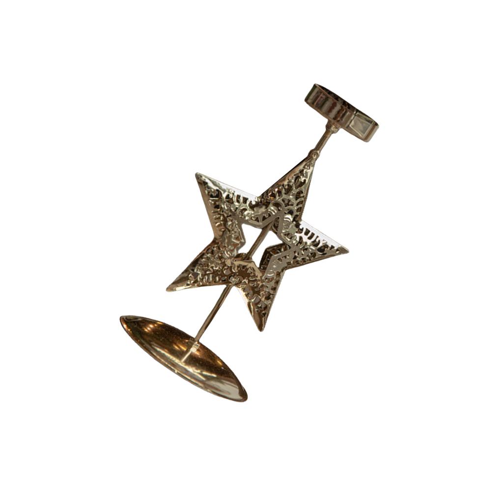 Iron Candle Holder Stand with Christmas Flower Star Snowflake Elk Tree Pattern Candlestick for Home Tabletop Decoration
