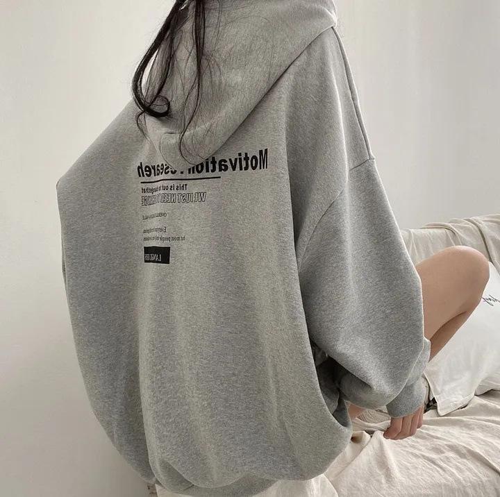 Women's Hood Long Sleeve Oversized Hoodie Loose Fit Casual Letter Print Midi Sweatshirt Fleece Lined Winter Pullover Top