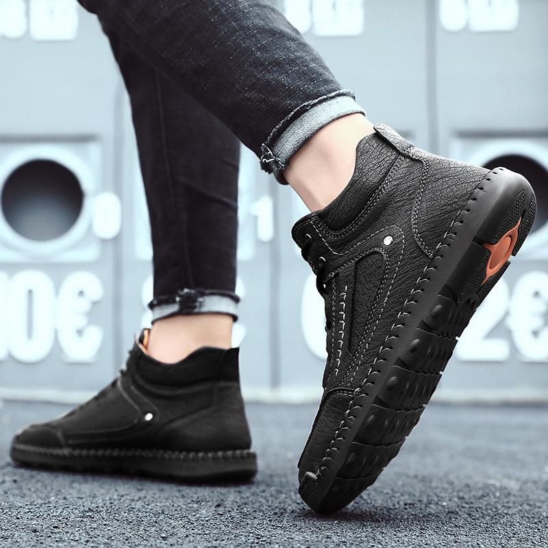 Men's Handmade Retro Leisure Shoes Large Size Casual Shoes Leather Rubber  Handmade Casual Shoes Winter Boots