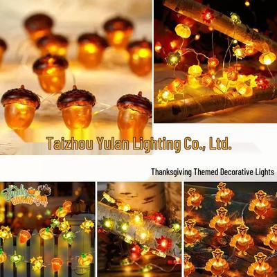Halloween Pumpkin & Maple Leaf Copper String Lights: Decorative Night Lights for Thanksgiving & Ghost Festival
