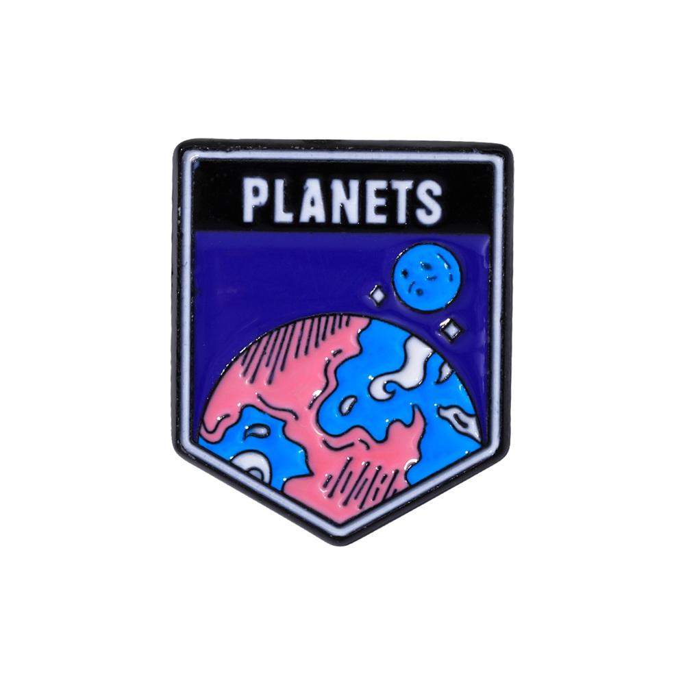 4 Styles Funny Space Adventure Universe Planets Design Enamel Brooches Spaceman Astronaut Rocket Earth Metal Pins