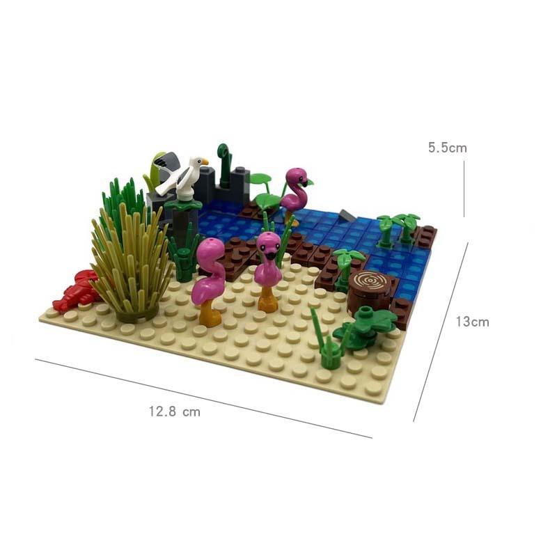 Moc Natural Scenery Scene Animals Turtle / Flamingo Diy Small Particle Building Blocks - Diy Assembly Creative Toy Gift