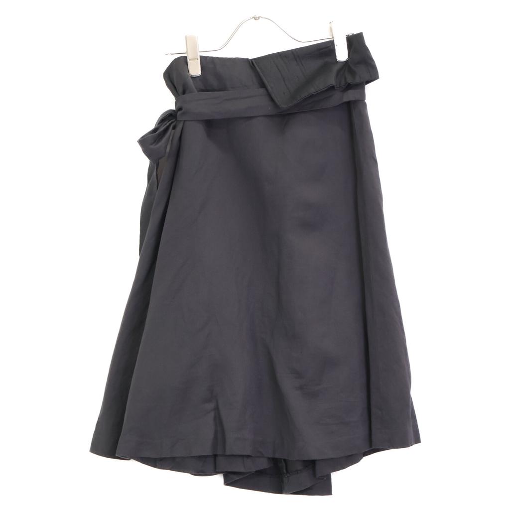 DRIES VAN NOTEN Black waist ribbon belt cotton and linen pleated skirt skirt 34 blackUsed