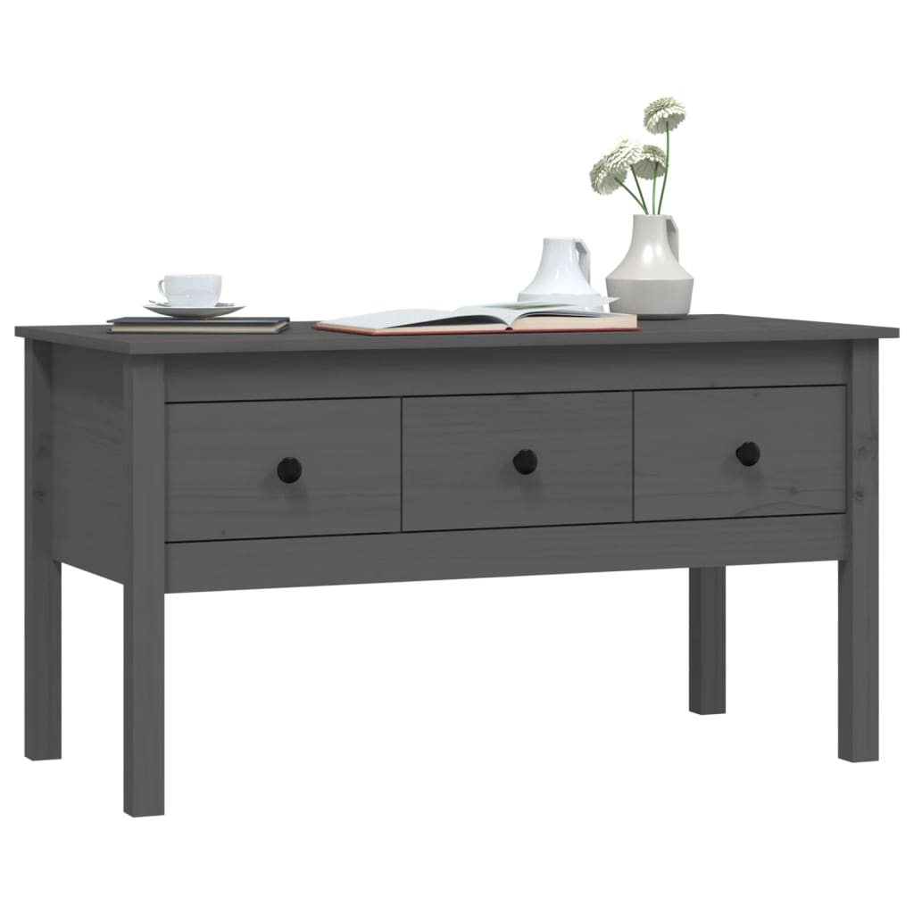 Vidaxl Stolik Kawowy, Szary, 102X49X55 Cm, Lite Drewno Sosnowe