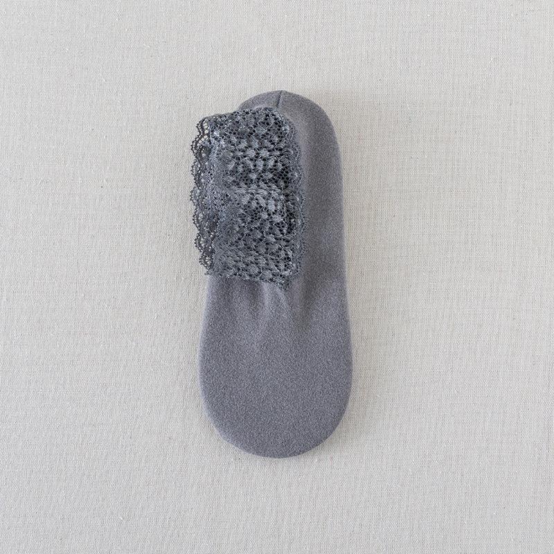 

Женские осенне-зимние утолщенные теплые флисовые носки, кружевные носки до щиколотки, нескользящие носки-тахо one size серый