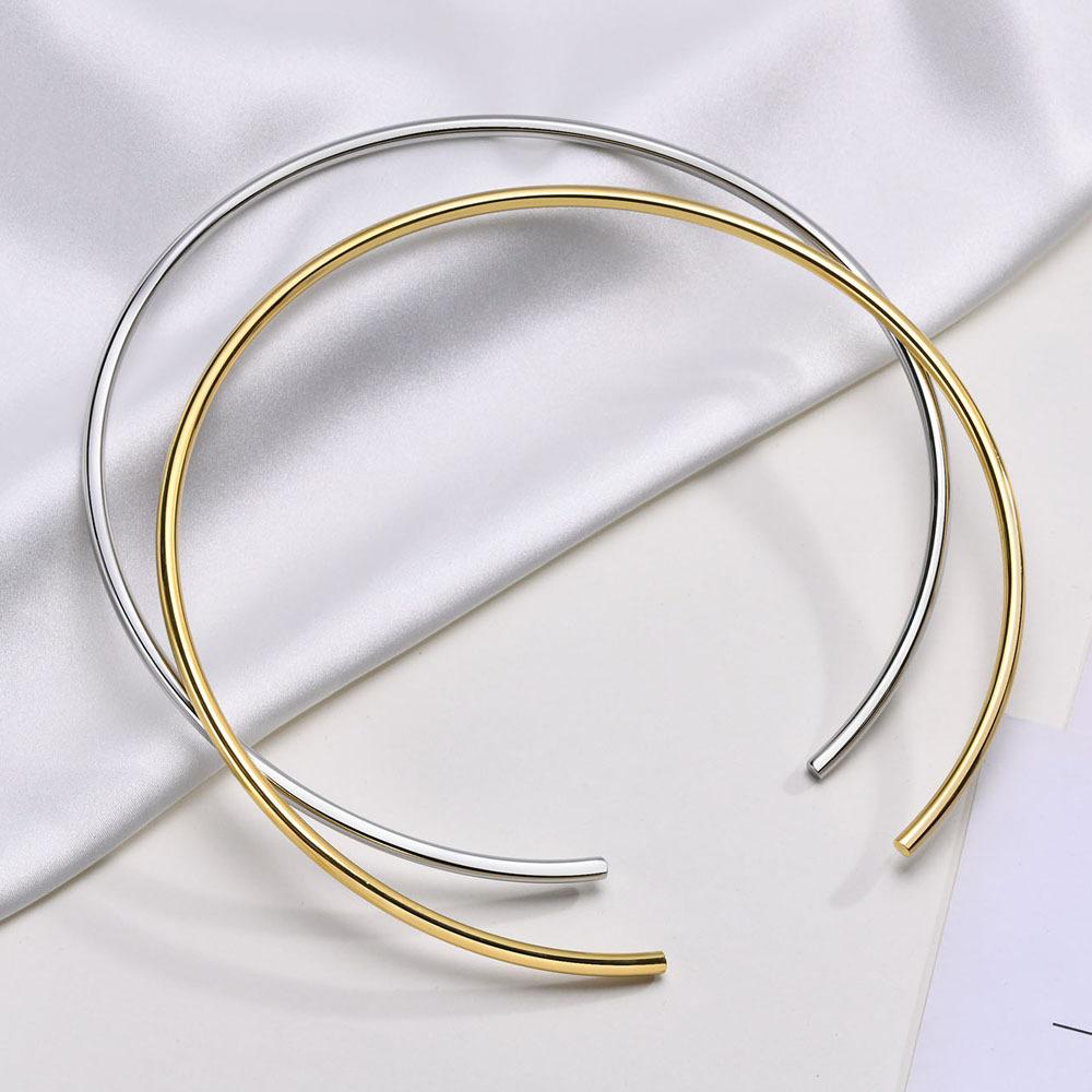 Collana Girocollo in Acciaio Inossidabile per Donna, Bracciale Rigido Aperto, Collana Minimalista Regalo per Festa di Compleanno