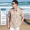 Men's Linen Blend Printed Short Sleeve Shirt
