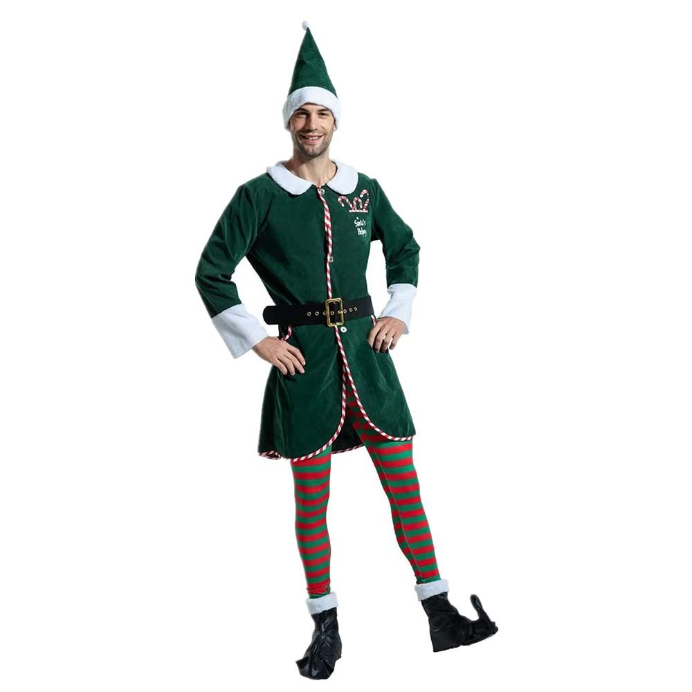 Dospělý elfí kostým vánoční muži Workshop Elf Suit Dámské Zelené oblečení