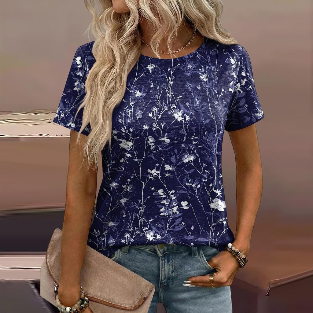 Damen Mode Lässiges Bedrucktes T-Shirt mit Lockerer Passform
