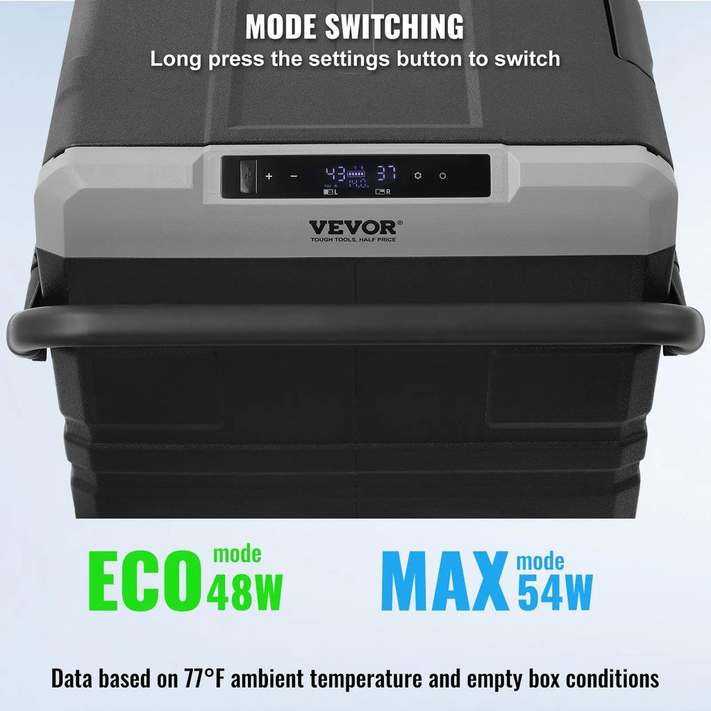 VEVOR Car Refrigerator, 12 Volt Car Refrigerator Fridge, 115 L Dual Zone Portable Freezer with Wheels and Handle, -4 degrees F-68 degrees F