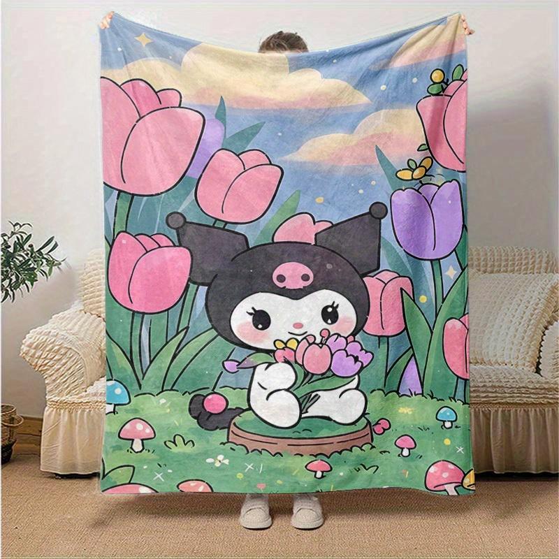 

1pc, Sanrio Adorable Character Home Decor Blanket: Perfect Gift for Bedroom, Living Room, Travel, Camping, Car, Beach, Office Naps, Cozy Flannel Throw 130x150cm