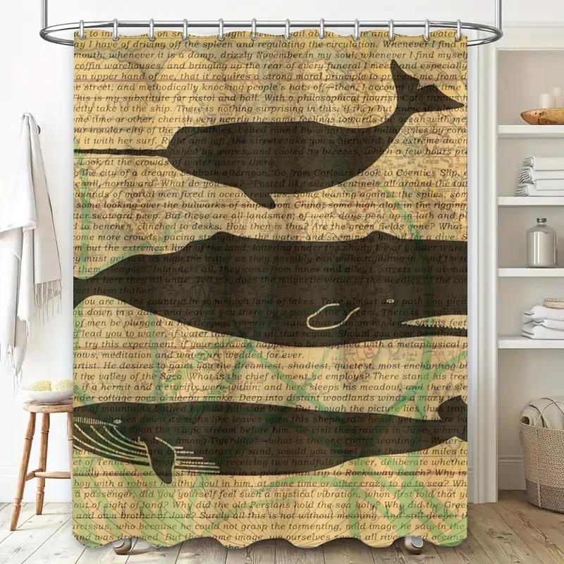 Vintage Line Art Shower Curtain with Botanical Print: Lavender, Eucalyptus Wildflowers High-Quality Fabric Bath Decor In White C