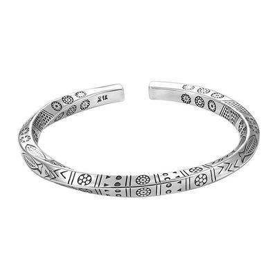 Brazalete vintage de acero inoxidable para hombres y mujeres, brazalete trenzado Mobius
